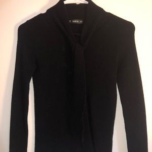 SHEIN Black Sweater with Scarf Attached